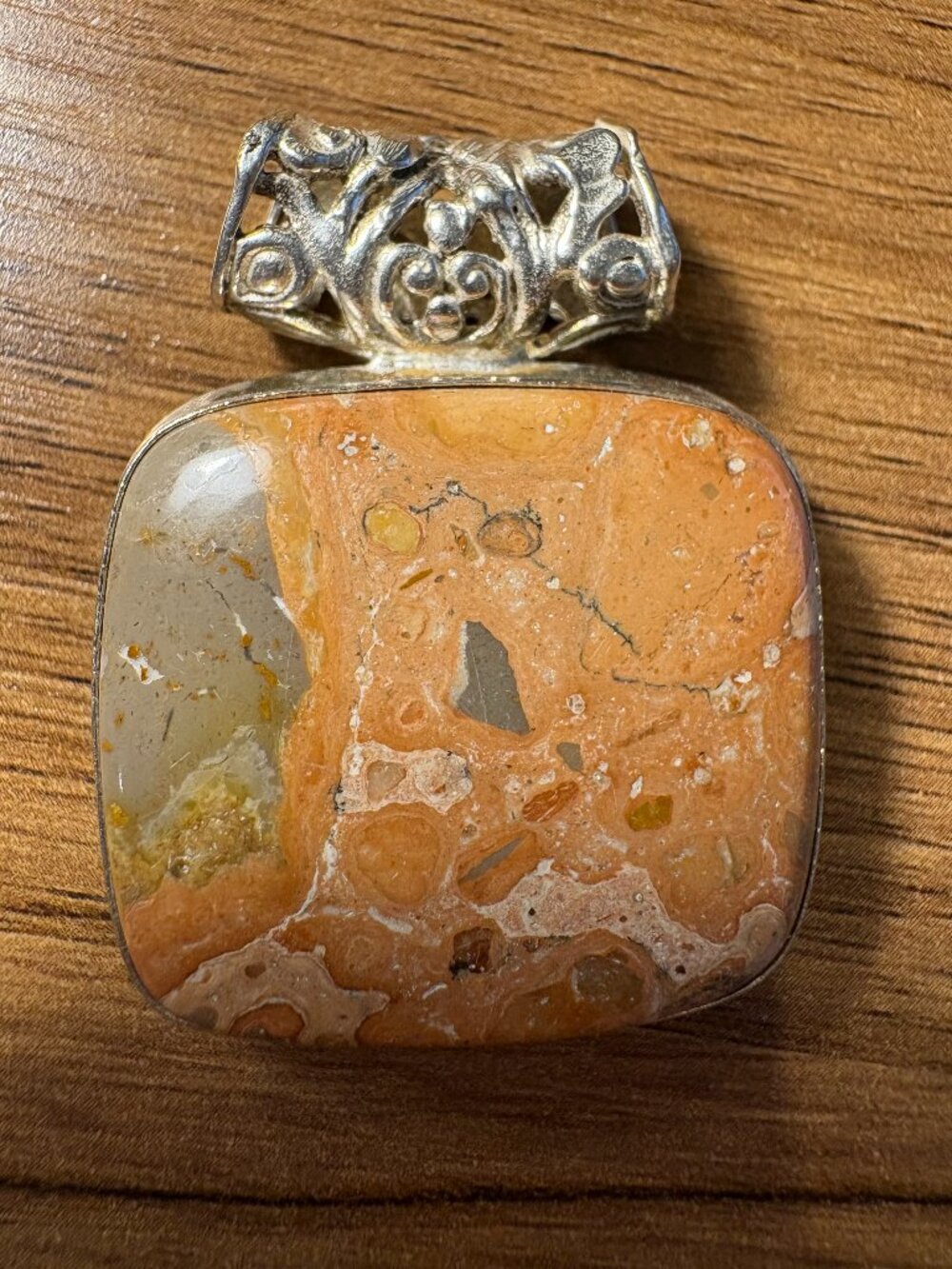 Handcrafted Leopard Skin Gemstone Pendant set in Sterling Silver